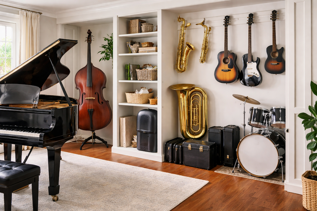 Store Large Musical Instruments in a Home